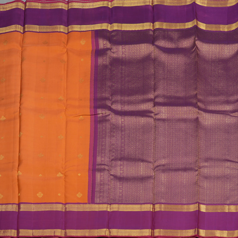 Hayagrivas Handloom Orange Kanjivaram Silk Saree with Purple Border KBE1160I17-2