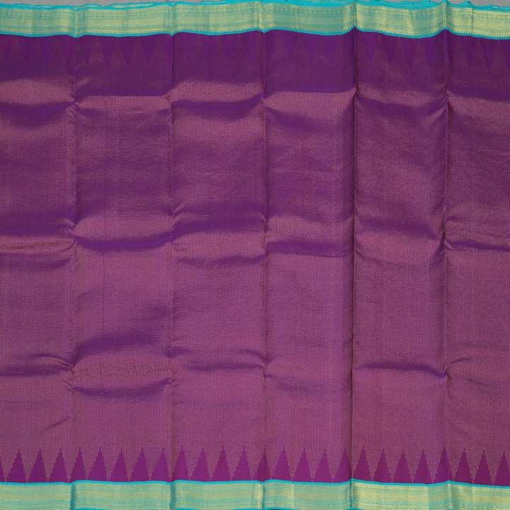 Hayagrivas Handloom Purple Kanjivaram Silk Saree with Teal Border KBE1160I18-5