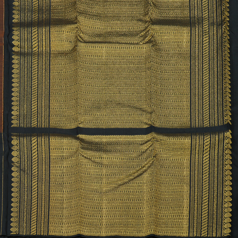 Hayagrivas Handloom Burnt Orange Kanjivaram Silk Saree with Black Border KBE1160I23-1