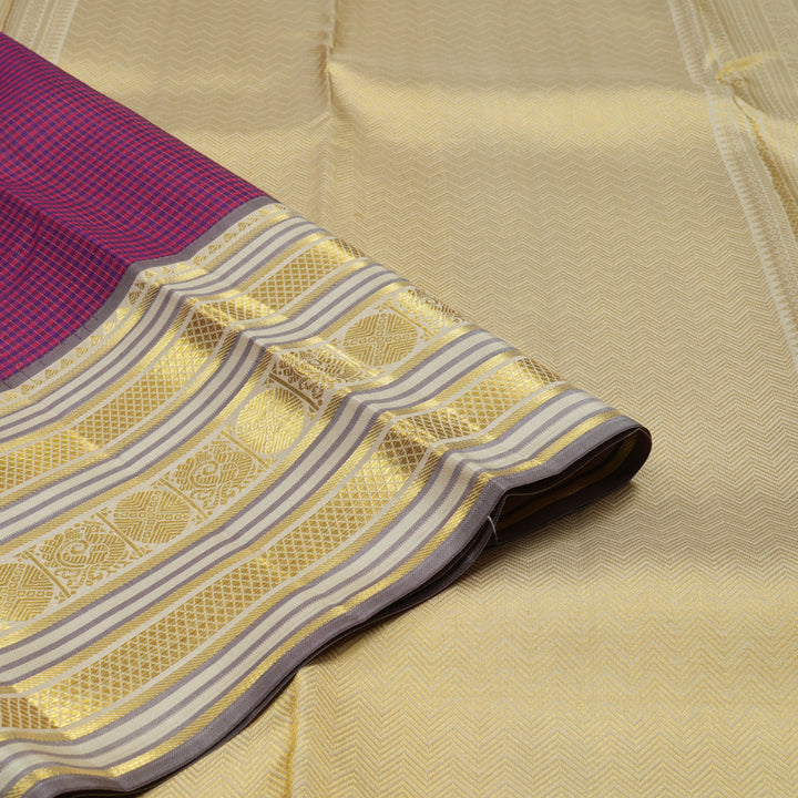 Hayagrivas Handloom Multicolour checks Kanjivaram Silk Saree with Beige border KBE1160I9-2