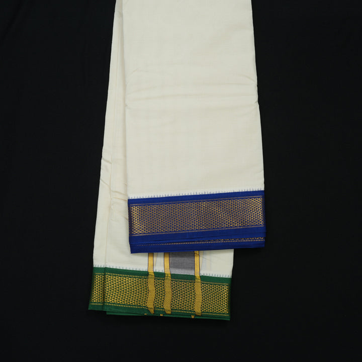 Hayagrivas Pure Cotton Dhoti 10*6 with Ganga Jamuna border KBE1162I6-1