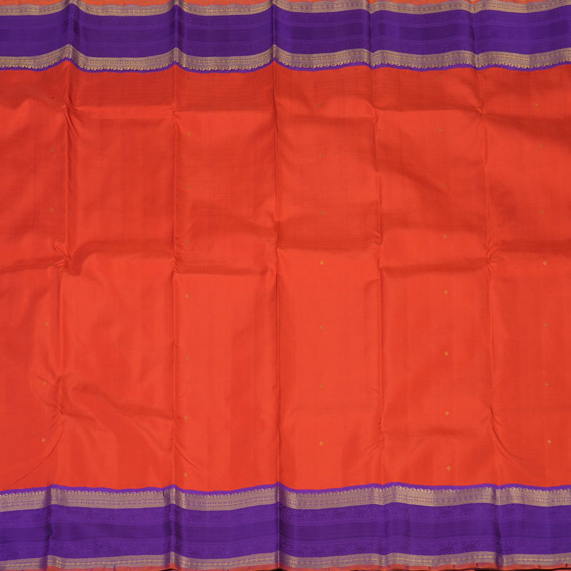Hayagrivas Handloom Red Kanjivaram Silk Saree with Purple border KBE1165I3-1
