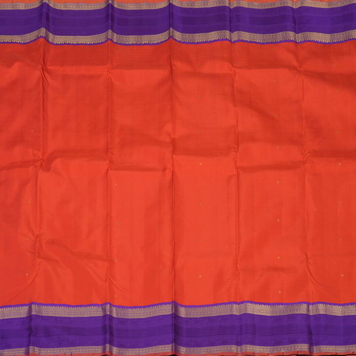 Hayagrivas Handloom Red Kanjivaram Silk Saree with Purple border KBE1165I3-1
