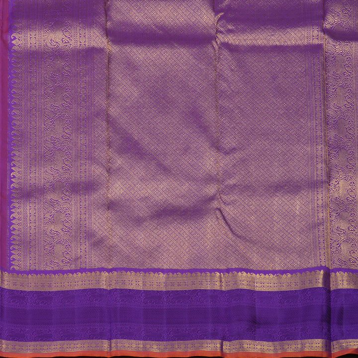 Hayagrivas Handloom Red Kanjivaram Silk Saree with Purple border KBE1165I3-1