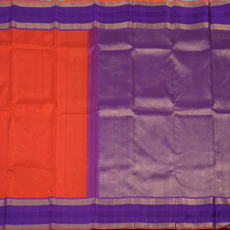 Hayagrivas Handloom Red Kanjivaram Silk Saree with Purple border KBE1165I3-1