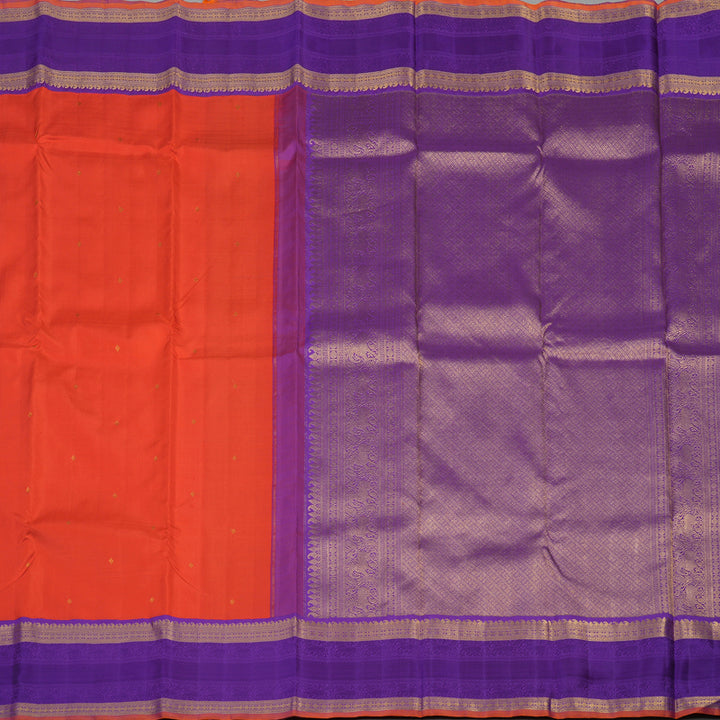 Hayagrivas Handloom Red Kanjivaram Silk Saree with Purple border KBE1165I3-1