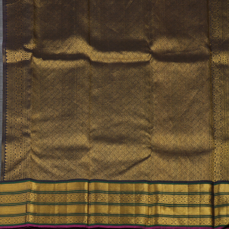 Hayagrivas Handloom White Kanjivaram Silk Saree with Deep Snuff border KBE1165I4-1