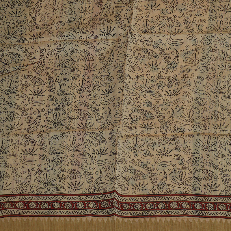 Hayagrivas Mustard & Maroon Pure Cotton Saree with Beige Border KBE1169I1-17