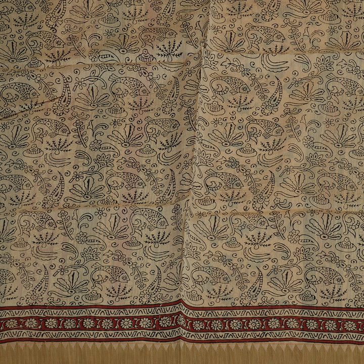 Hayagrivas Mustard & Maroon Pure Cotton Saree with Beige Border KBE1169I1-17