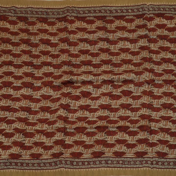 Hayagrivas Mustard & Maroon Pure Cotton Saree with Beige Border KBE1169I1-17