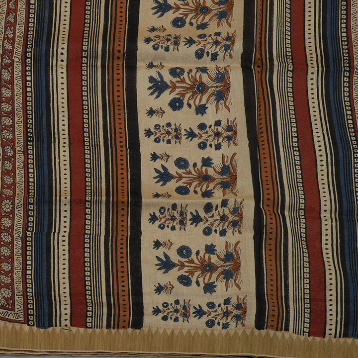 Hayagrivas Mustard & Maroon Pure Cotton Saree with Beige Border KBE1169I1-17