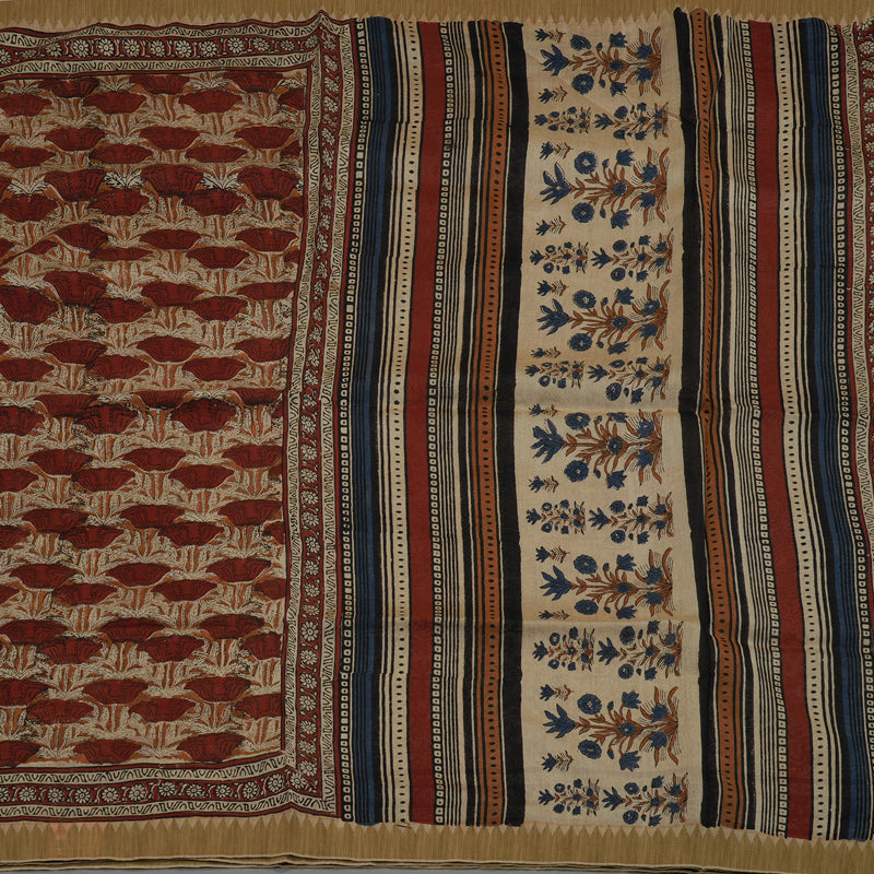 Hayagrivas Mustard & Maroon Pure Cotton Saree with Beige Border KBE1169I1-17