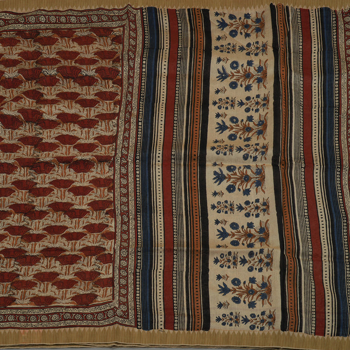 Hayagrivas Mustard & Maroon Pure Cotton Saree with Beige Border KBE1169I1-17