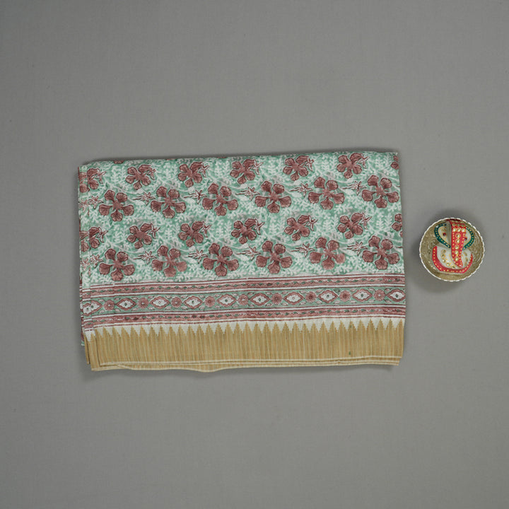 Hayagrivas Light Green Pure Cotton Saree with Beige Border KBE1169I1-41