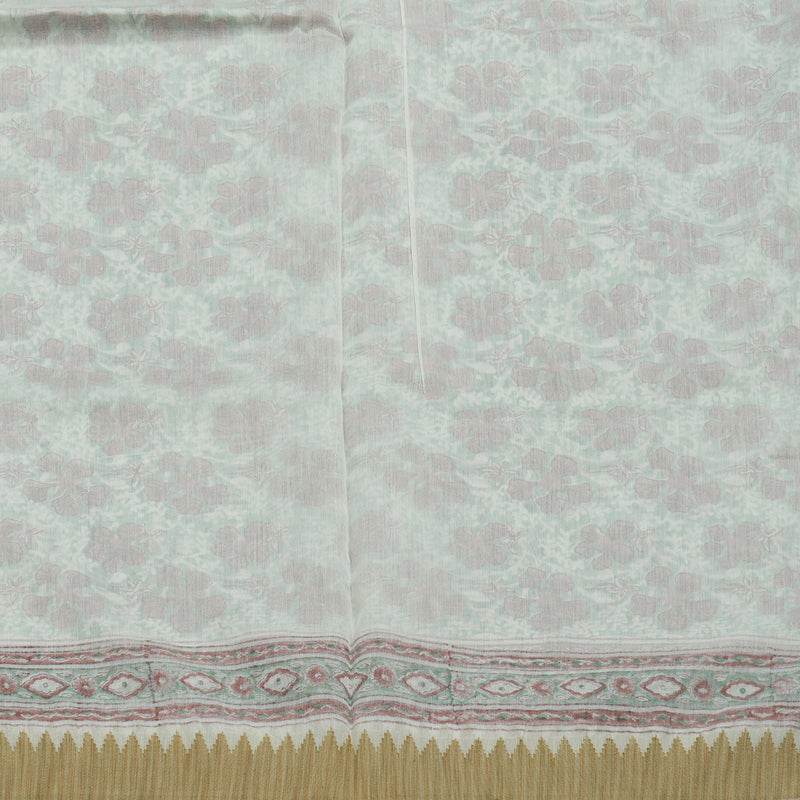 Hayagrivas Light Green Pure Cotton Saree with Beige Border KBE1169I1-41