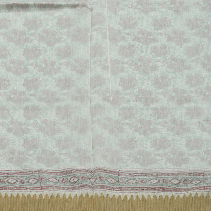 Hayagrivas Light Green Pure Cotton Saree with Beige Border KBE1169I1-41