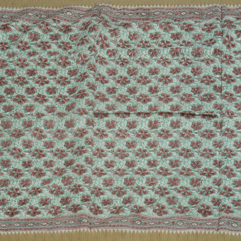 Hayagrivas Light Green Pure Cotton Saree with Beige Border KBE1169I1-41