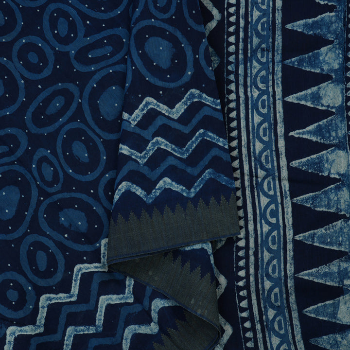 Hayagrivas Navy Blue Pure Cotton Saree KBE1169I1-60