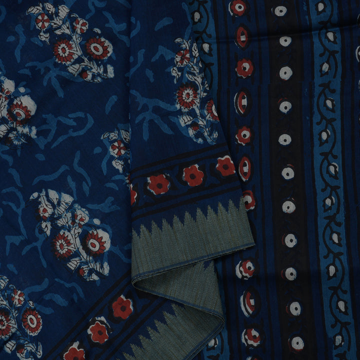 Hayagrivas Navy Blue Pure Cotton Saree KBE1169I1-66