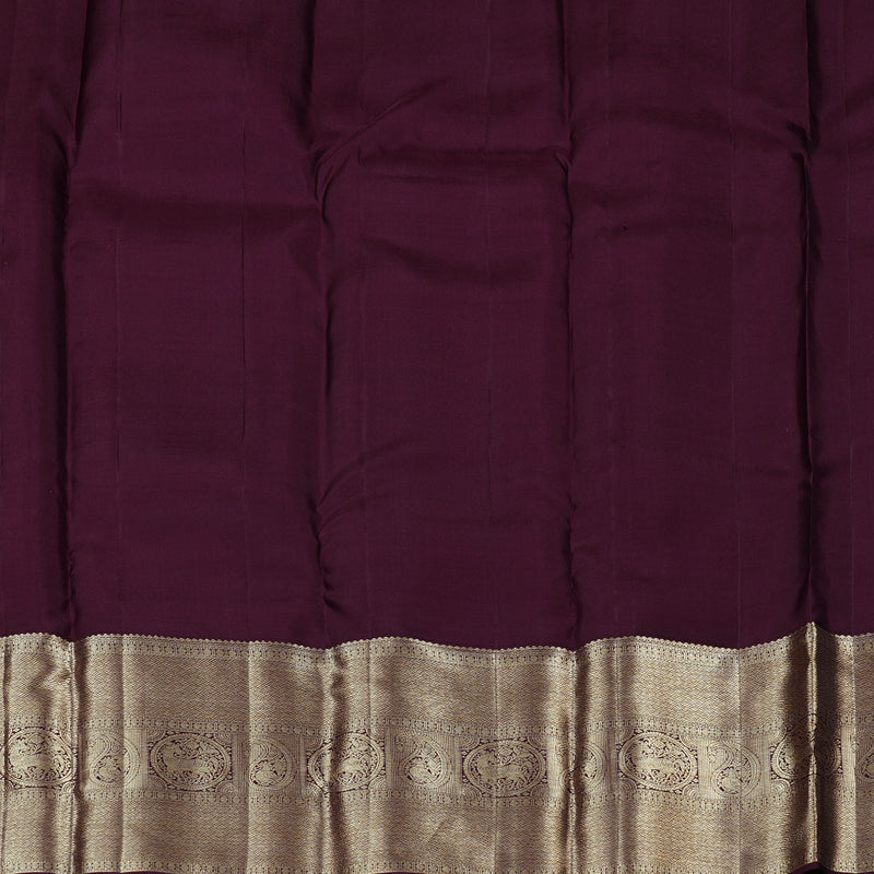 Hayagrivas Rose Pink Handloom Kanjivaram Silk Saree with Plum Purple Border KBE116D1-1