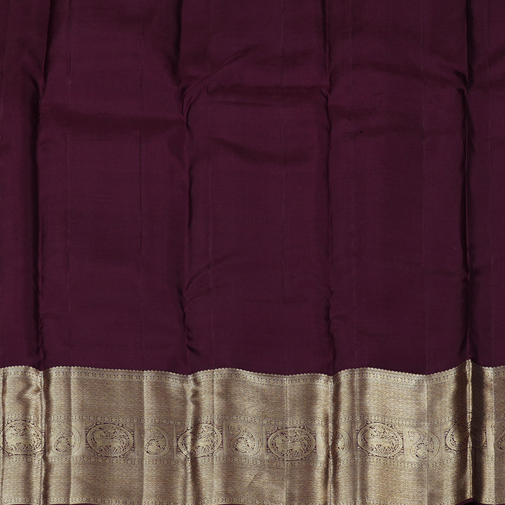 Hayagrivas Rose Pink Handloom Kanjivaram Silk Saree with Plum Purple Border KBE116D1-1