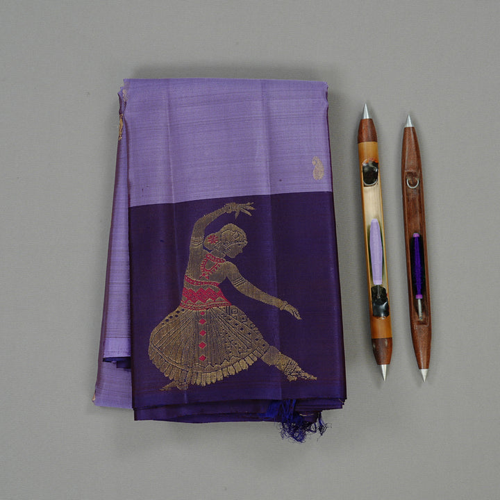 Hayagrivas Sky Blue Handloom Kanjivaram Silk Saree with Dark Blue Border KBE117D2-1
