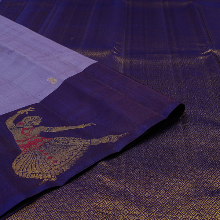Hayagrivas Sky Blue Handloom Kanjivaram Silk Saree with Dark Blue Border KBE117D2-1