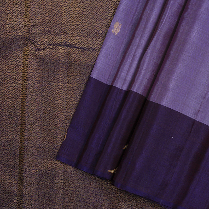 Hayagrivas Sky Blue Handloom Kanjivaram Silk Saree with Dark Blue Border KBE117D2-1