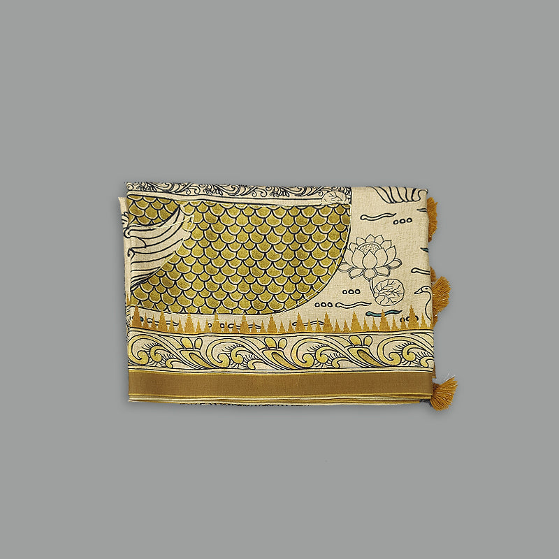 Hayagrivas Beige Fancy Cotton Saree KBE1182I1-20