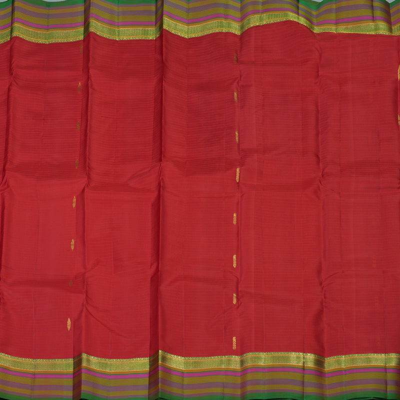 Hayagrivas Handloom Red Kanjivaram Silk Saree with Multicolour Border KBE1192I4-14