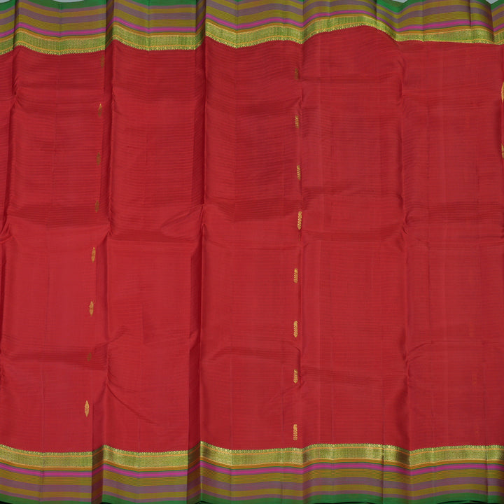 Hayagrivas Handloom Red Kanjivaram Silk Saree with Multicolour Border KBE1192I4-14