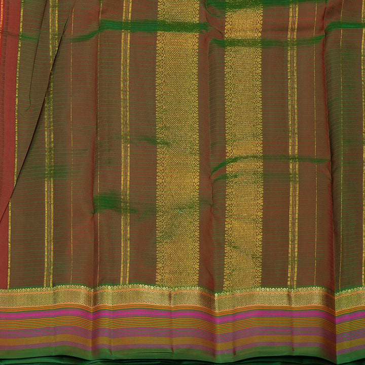 Hayagrivas Handloom Red Kanjivaram Silk Saree with Multicolour Border KBE1192I4-14