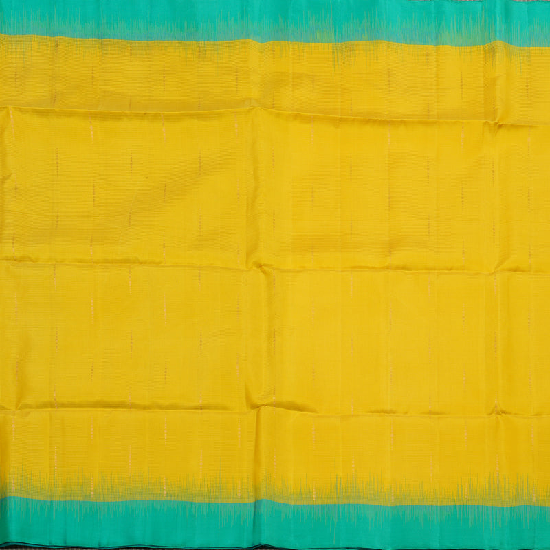 Hayagrivas Handloom Lemon Yellow Soft Silk Saree with Sea Green Border KBE1195I10-1