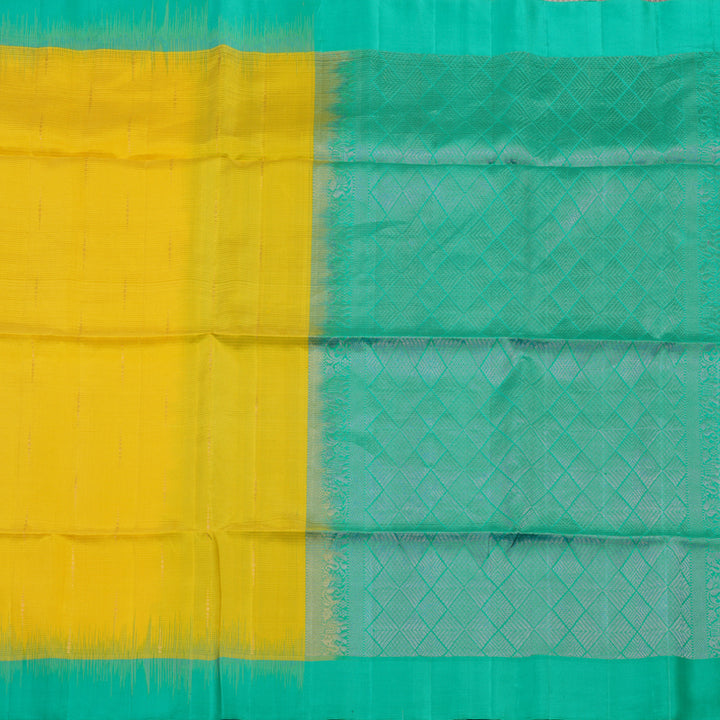 Hayagrivas Handloom Lemon Yellow Soft Silk Saree with Sea Green Border KBE1195I10-1