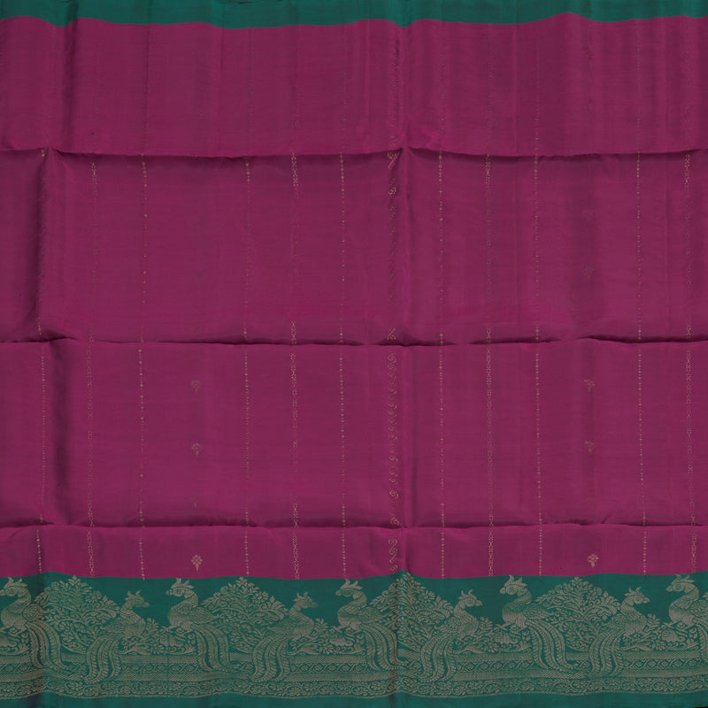 Hayagrivas Handloom Wine Purple Pure Soft Silk Saree with Deep Peacock Green contrast KBE1194I5-3