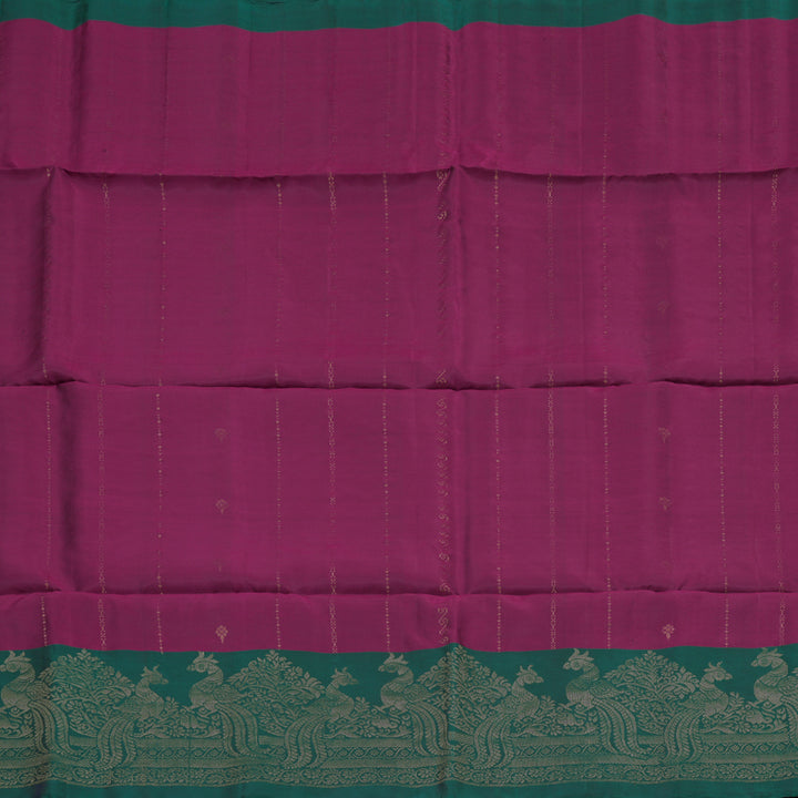 Hayagrivas Handloom Wine Purple Pure Soft Silk Saree with Deep Peacock Green contrast KBE1194I5-3