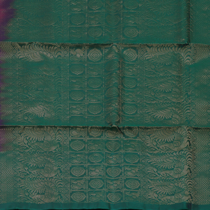 Hayagrivas Handloom Wine Purple Pure Soft Silk Saree with Deep Peacock Green contrast KBE1194I5-3