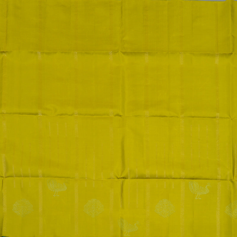 Hayagrivas Lime Yellow Pure Soft Silk Saree KBE1195I19-1