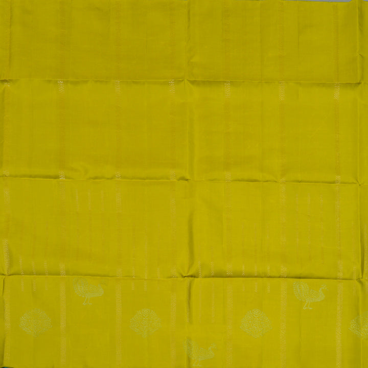 Hayagrivas Lime Yellow Pure Soft Silk Saree KBE1195I19-1