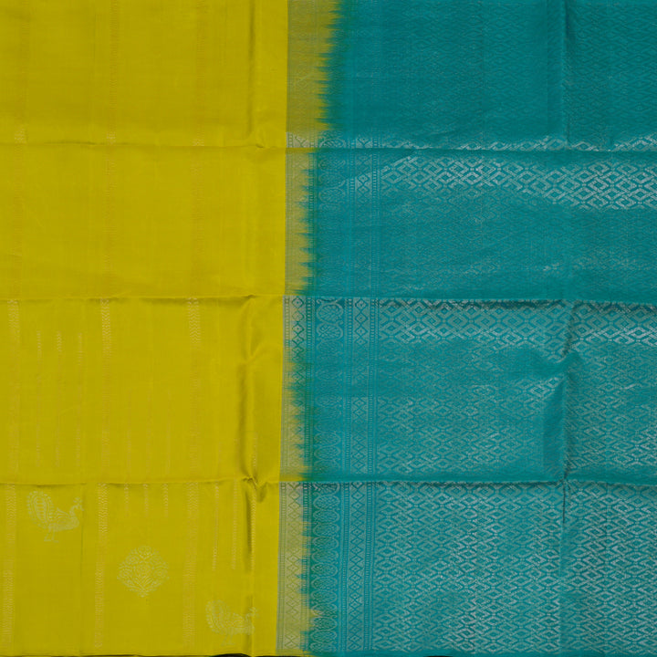 Hayagrivas Lime Yellow Pure Soft Silk Saree KBE1195I19-1