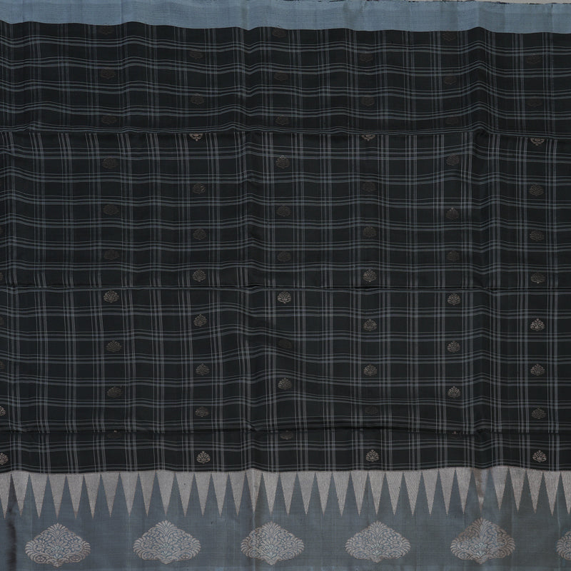 Hayagrivas Handloom Black Soft Silk Saree with Dark Grey Border KBE1195I24-1