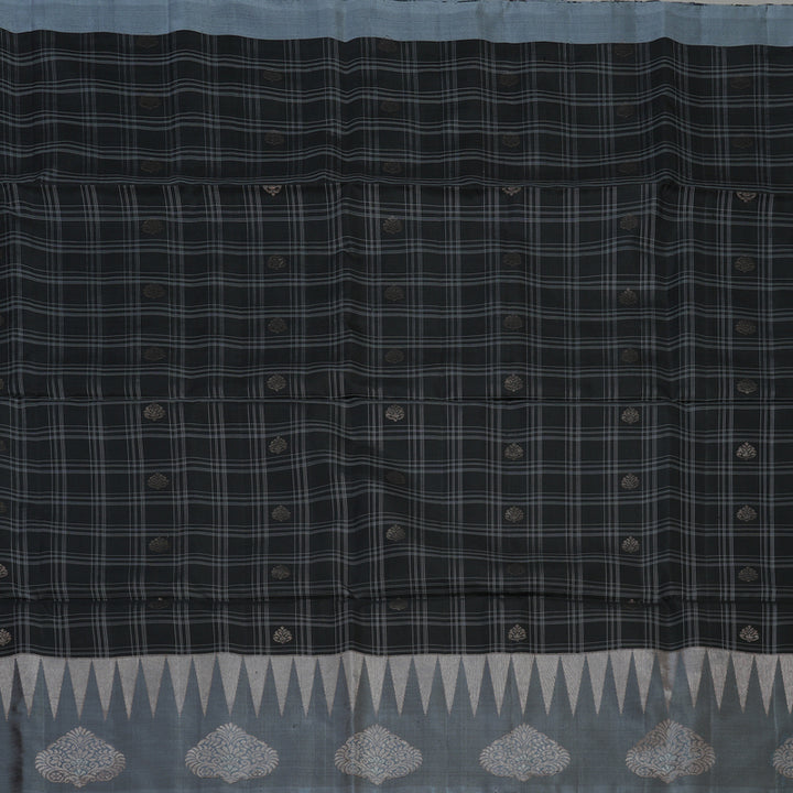 Hayagrivas Handloom Black Soft Silk Saree with Dark Grey Border KBE1195I24-1