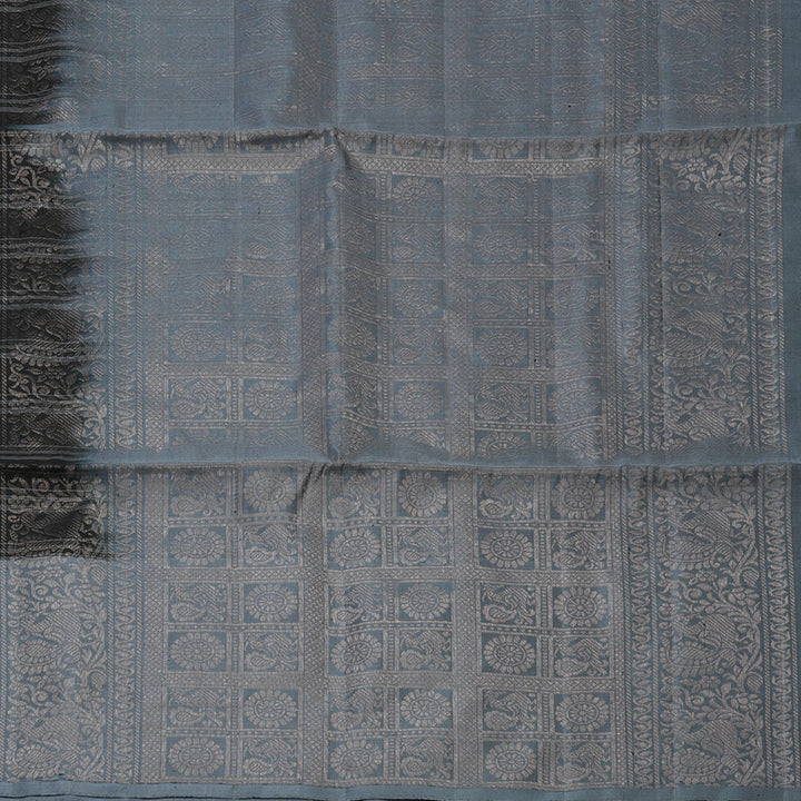 Hayagrivas Handloom Black Soft Silk Saree with Dark Grey Border KBE1195I24-1