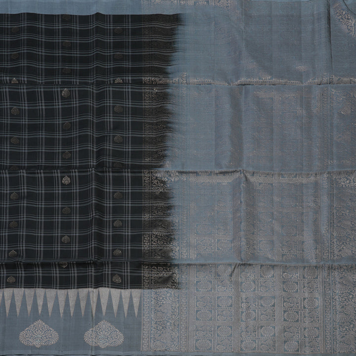 Hayagrivas Handloom Black Soft Silk Saree with Dark Grey Border KBE1195I24-1