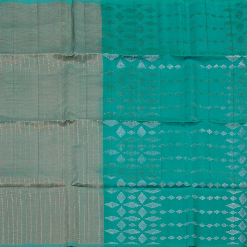 Hayagrivas Beige & Teal Pure Soft Silk Saree KBE1195I32-2