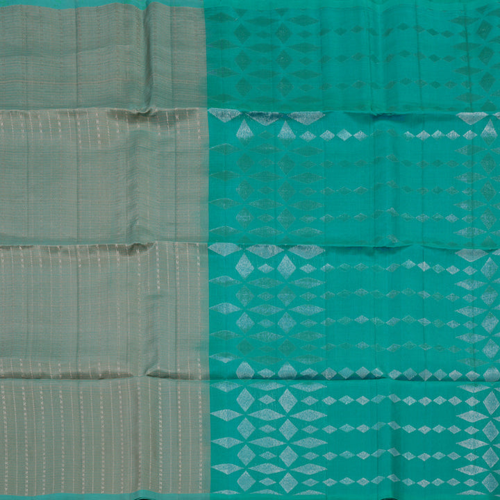 Hayagrivas Beige & Teal Pure Soft Silk Saree KBE1195I32-2