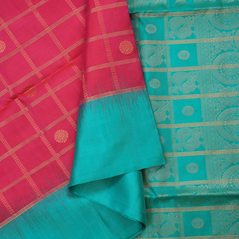 Hayagrivas Pink Pure Soft Silk Saree KBE1195I53-1