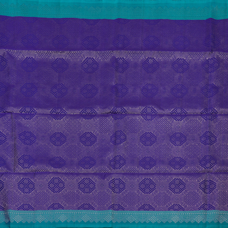 Hayagrivas Handloom Purplish Blue Soft Silk Saree with Peacock Blue Border KBE1195I6-1