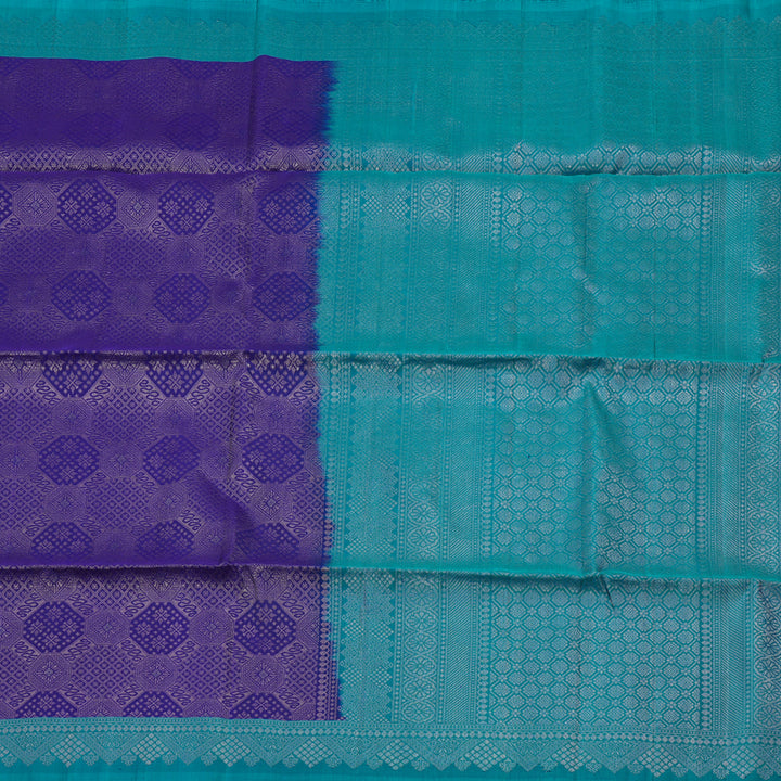 Hayagrivas Handloom Purplish Blue Soft Silk Saree with Peacock Blue Border KBE1195I6-1