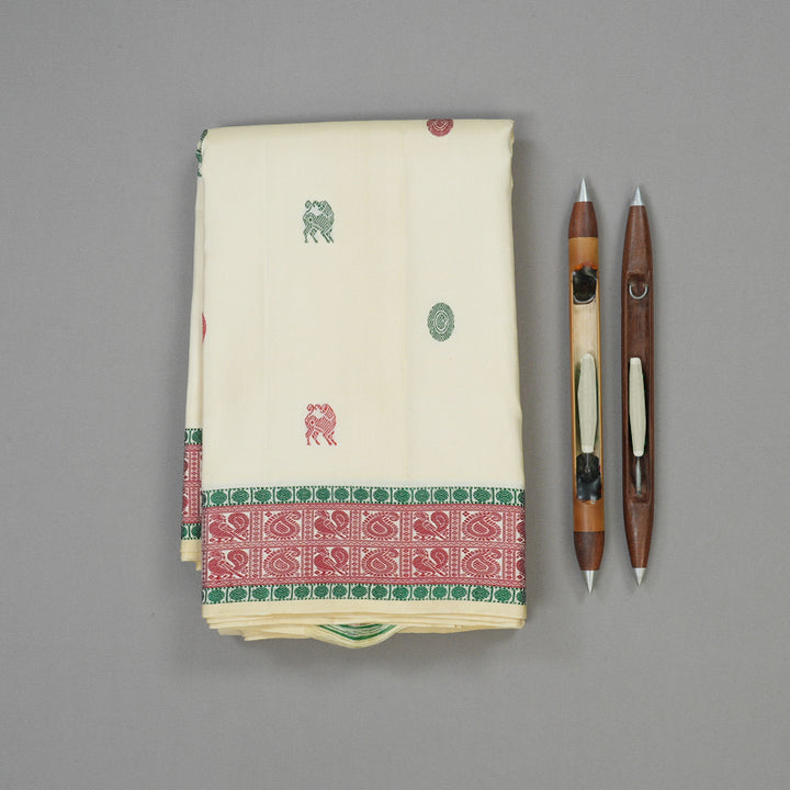 Hayagrivas Handloom Cream Kanjivaram Silk Saree KBE1198I2-2